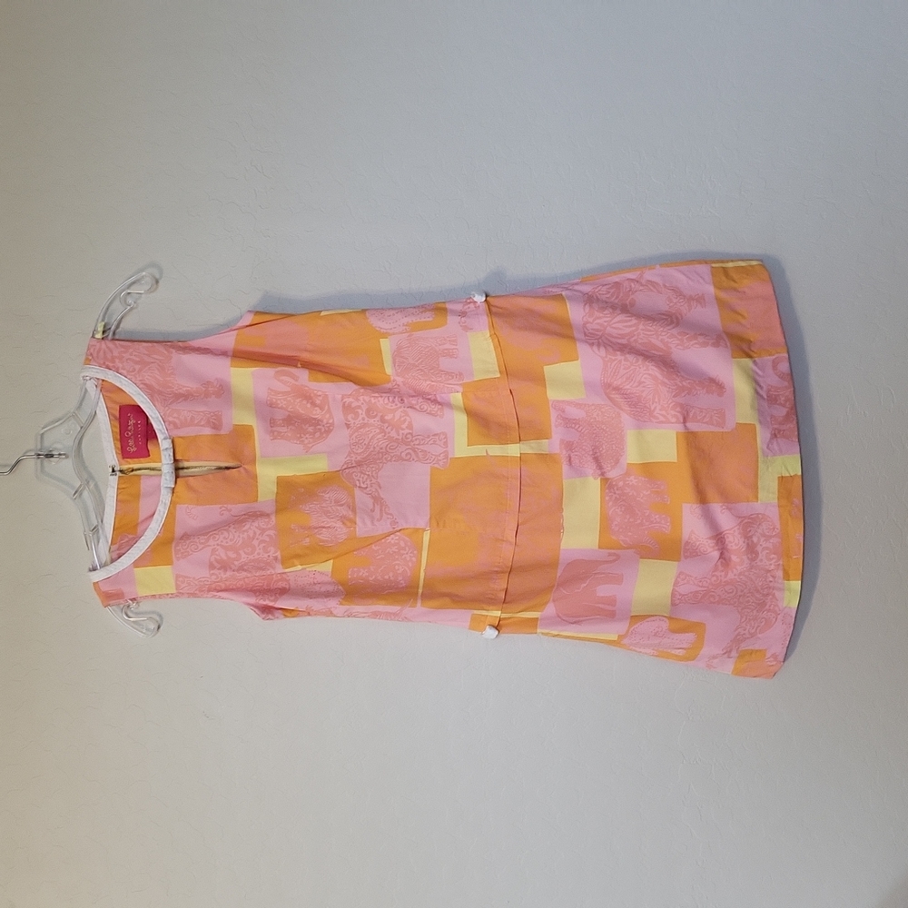 Lilly Pulitzer Jubile Patch Work Skort Shift Dress Elephant Pink Orange Size 2